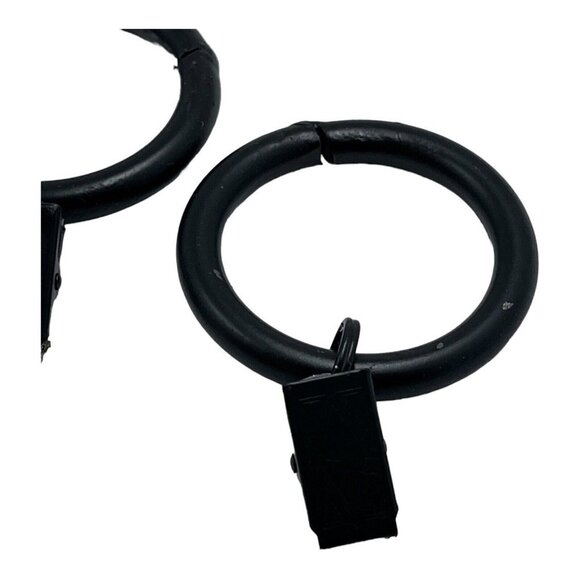 Antique Drapery Rod Co 2" Curtain Rings Straight Crocodile Clip Soft Black 6 Pk - Picture 2 of 5